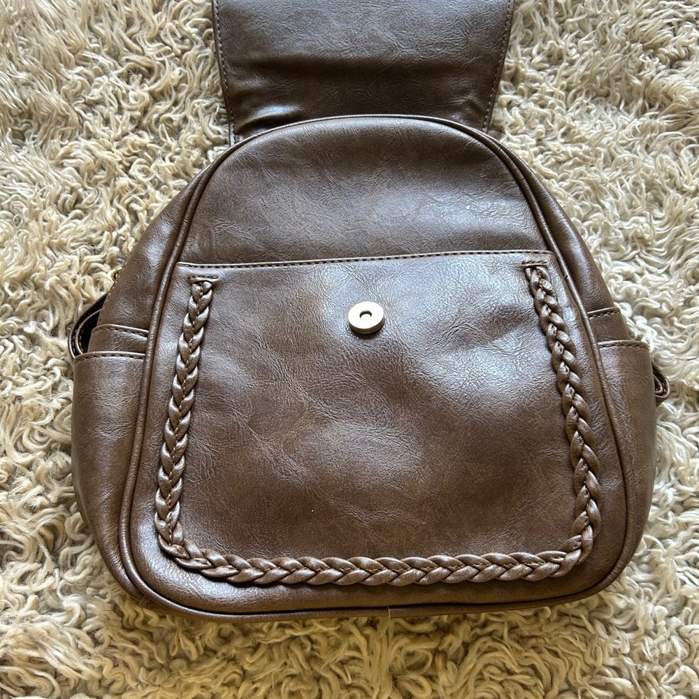 Brown Braided Women's Backpack - image 5